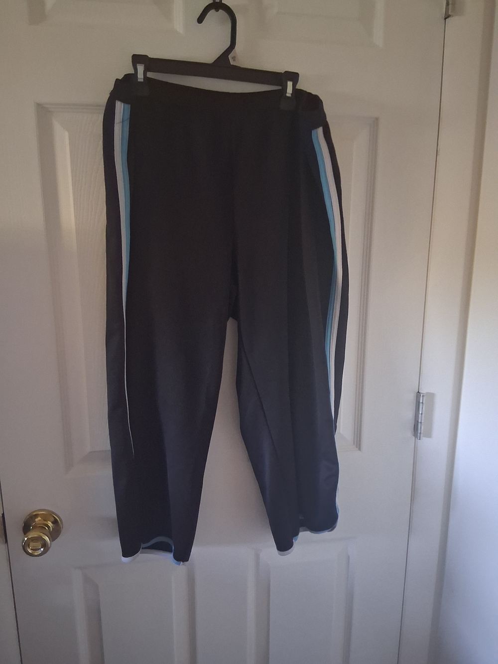 Athletic Works Black Pants with Blue & White Trim